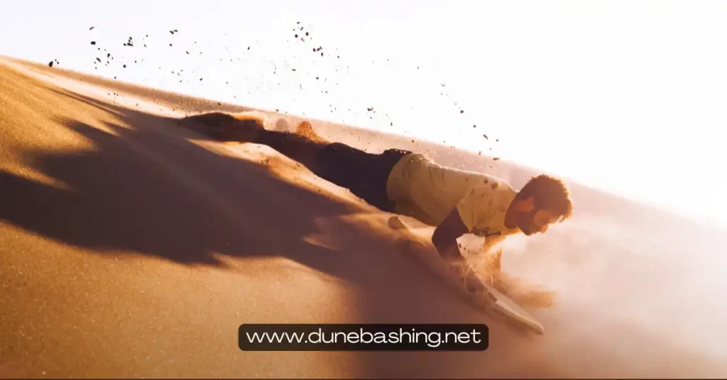 Sand boarding no deserto do Dubai