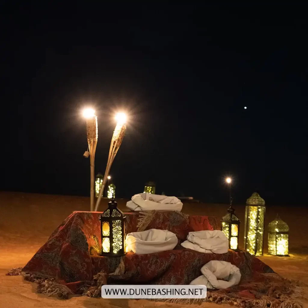 jantar privado no deserto em dubai